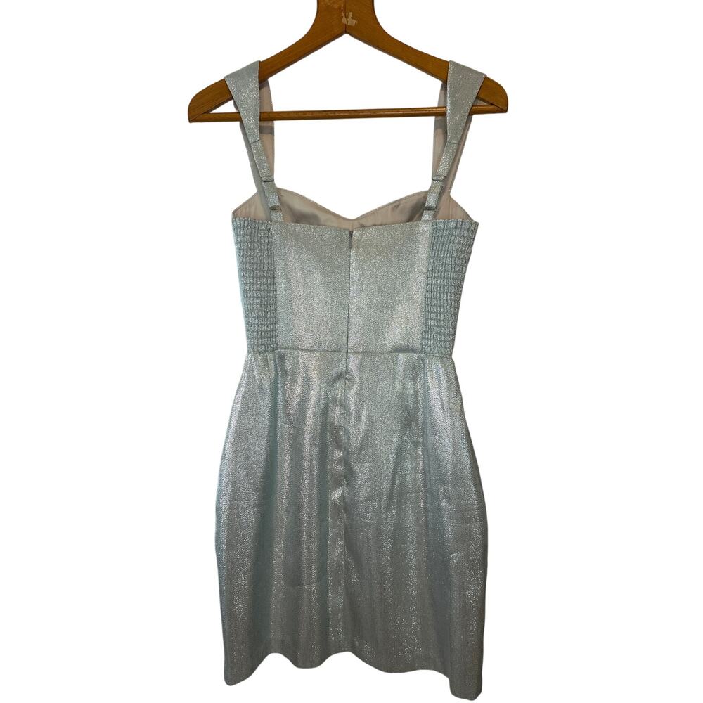 Amanda Uprichard Jordy Metallic Icy Blue Sparkle Mini Cocktail Party Dress Sz S - Picture 4 of 14